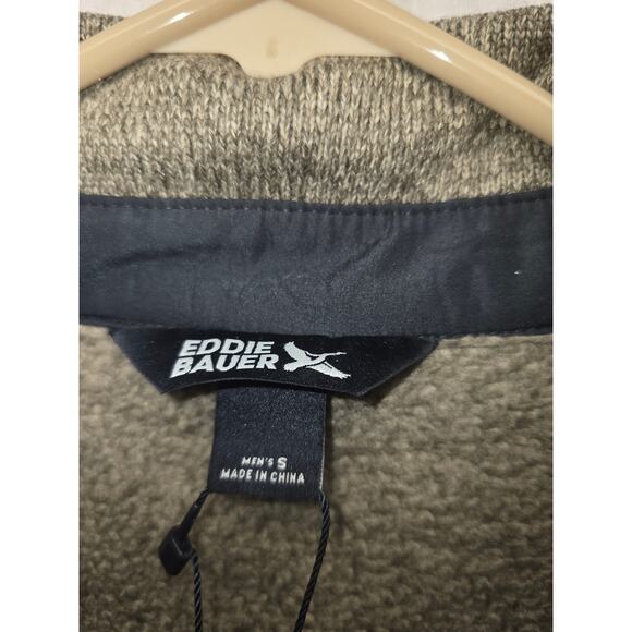 Eddie Bauer Jacket Mens Small Sweater Fleece Shirt Jacket Green Button Up - Picture 3 of 8